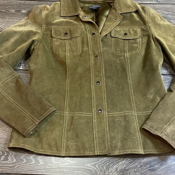 Vintage Green Suede Snap Front Jacket Women’s Size Small - Picture 7 of 8